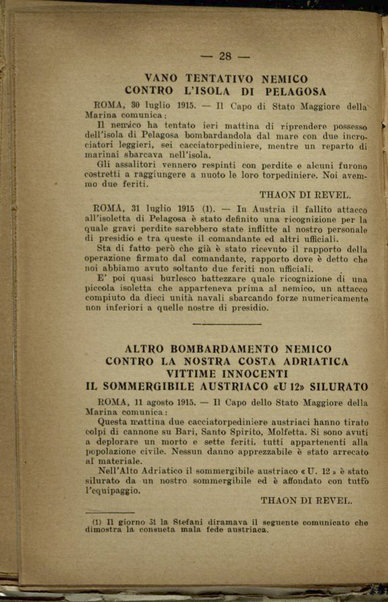 Il diario della nostra guerra : bollettini ufficiali dell'esercito e della marina